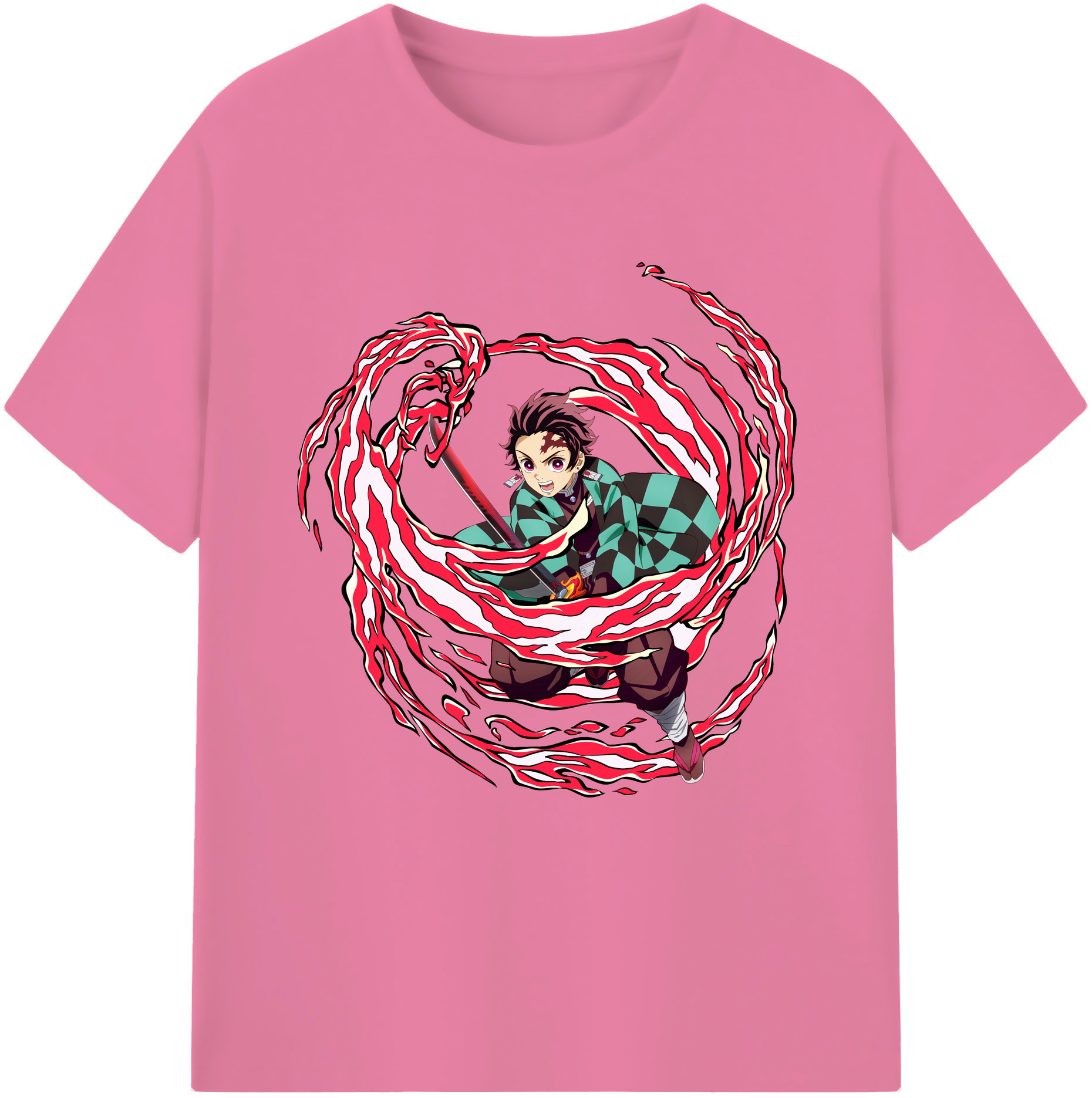 （画像用） 鬼滅の刃 竈門 炭治郎／かまど たんじろう Kamado Tanjirou 綿100％半袖Tシャツ（フロントプリント）